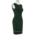 BP Stock Mujeres Slim Fit sin mangas High Stretchy Hips-Wrapped verde oscuro vestido lápiz corto BP000153-4